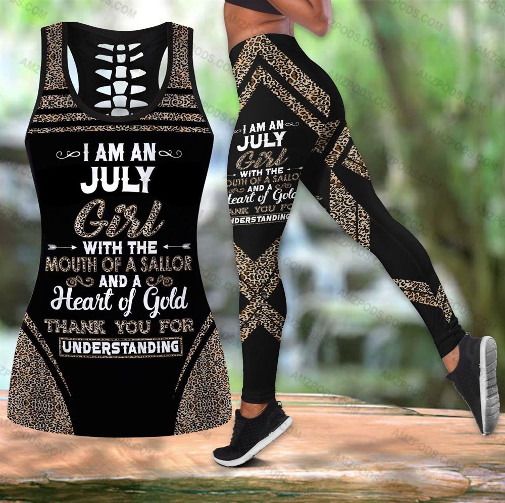 July Birthday Girl Combo July Outfit Hollow Tanktop Legging Personalized Set V016