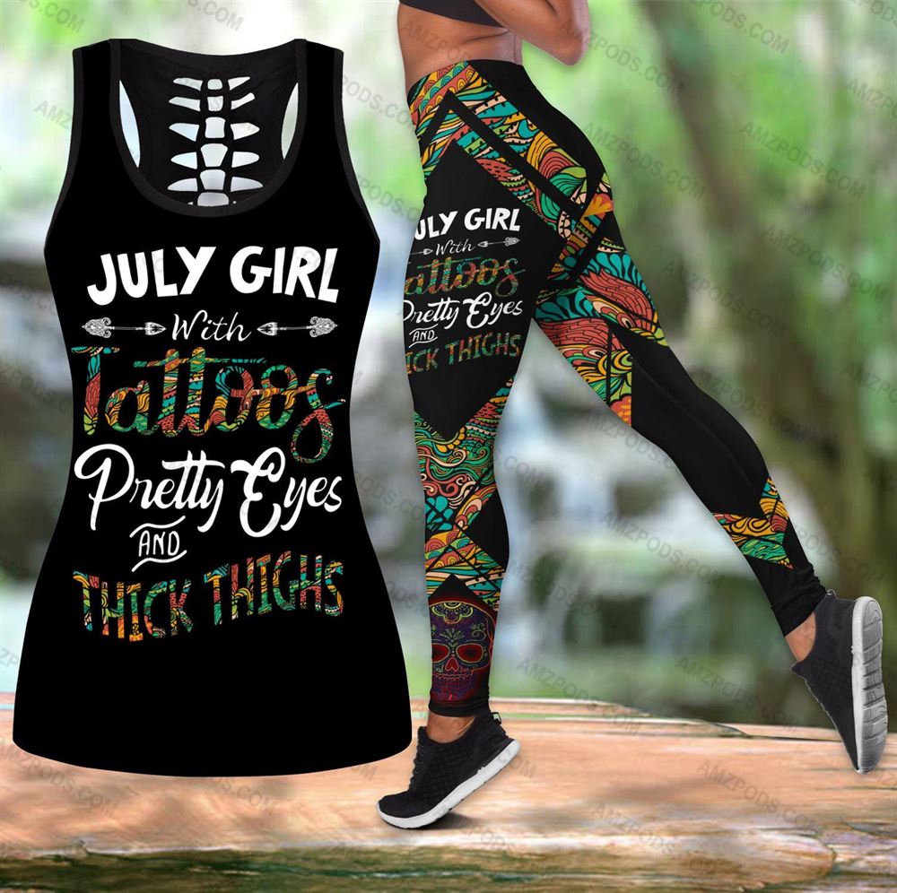 July Birthday Girl Combo July Outfit Hollow Tanktop Legging Personalized Set V03