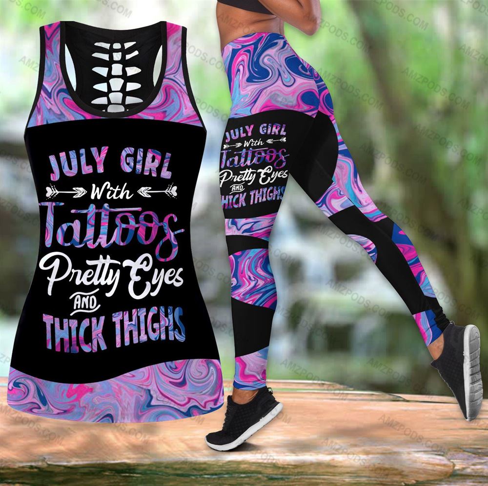 July Birthday Girl Combo July Outfit Hollow Tanktop Legging Personalized Set V032