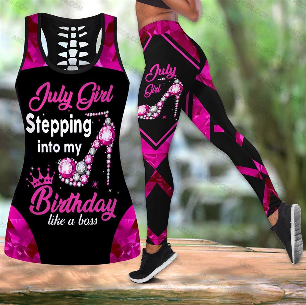 July Birthday Girl Combo July Outfit Hollow Tanktop Legging Personalized Set V043
