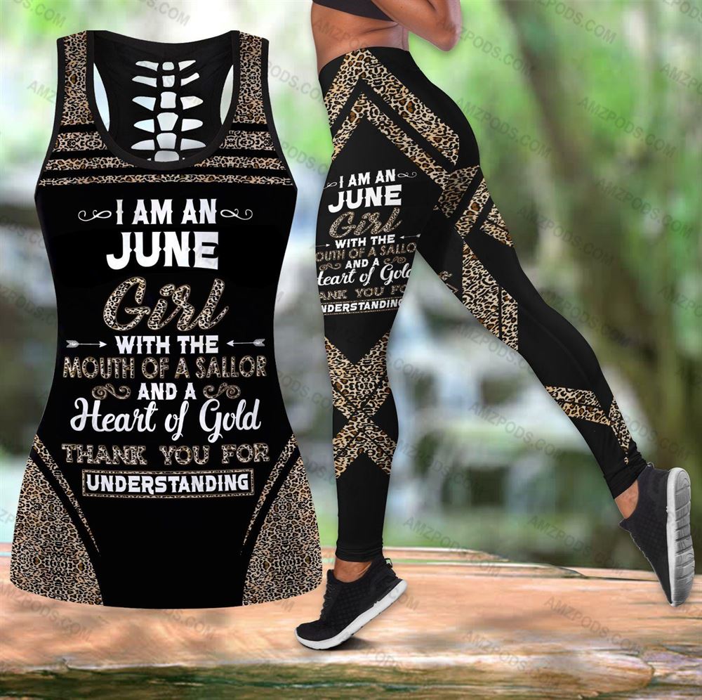 June Birthday Girl Combo June Outfit Hollow Tanktop Legging Personalized Set V016