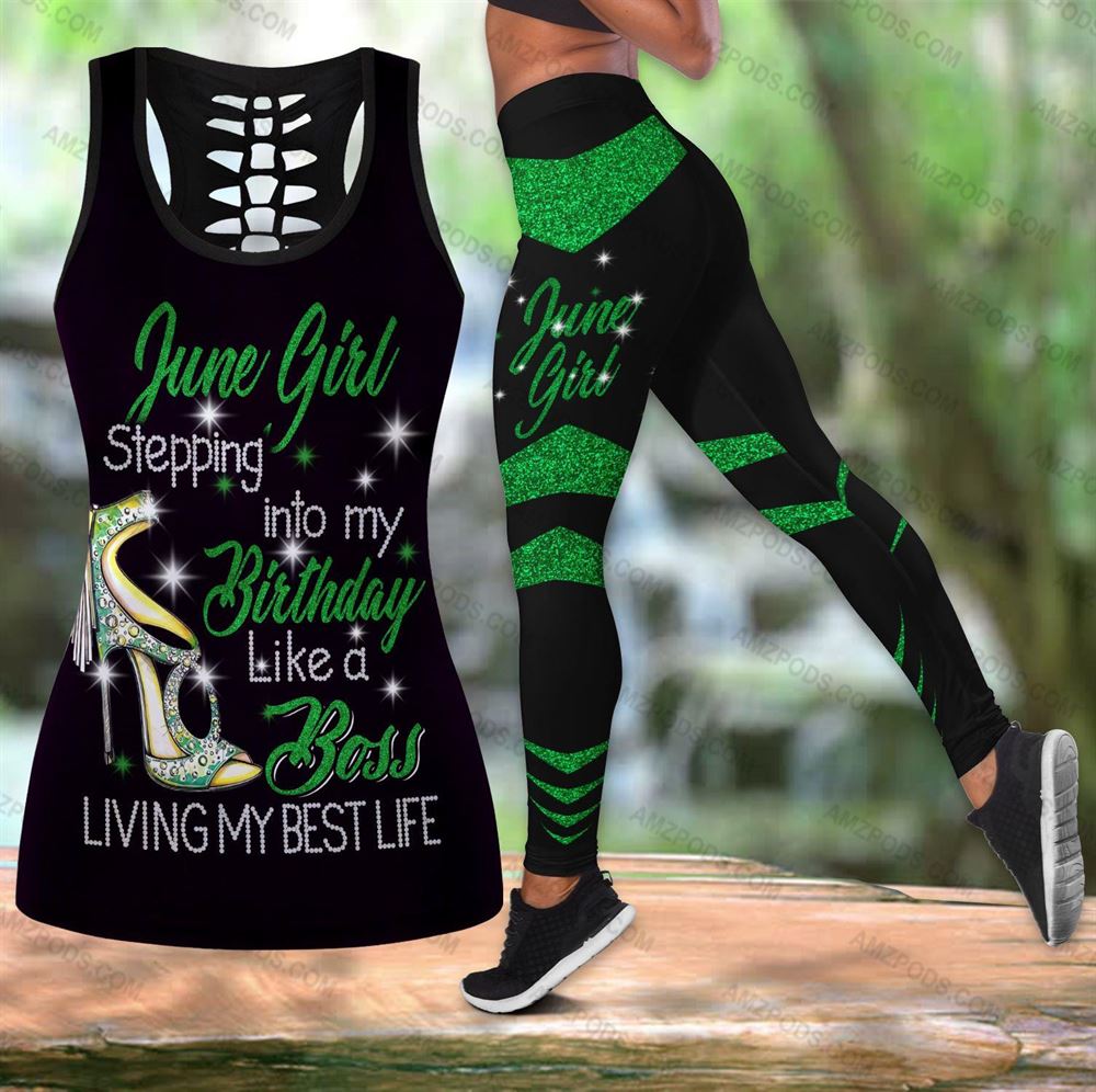 June Birthday Girl Combo June Outfit Hollow Tanktop Legging Personalized Set V017