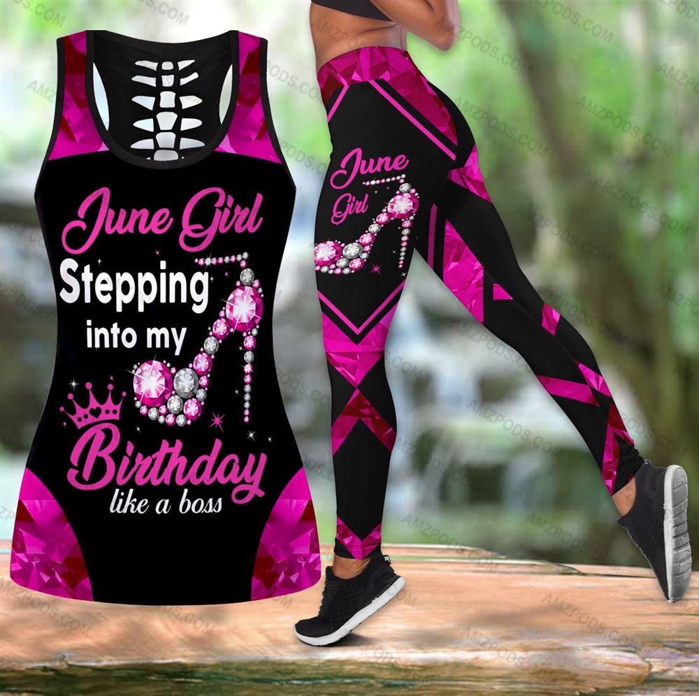 June Birthday Girl Combo June Outfit Hollow Tanktop Legging Personalized Set V043