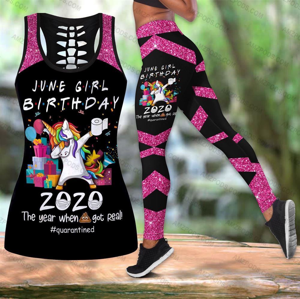 June Birthday Girl Combo June Outfit Hollow Tanktop Legging Personalized Set V047