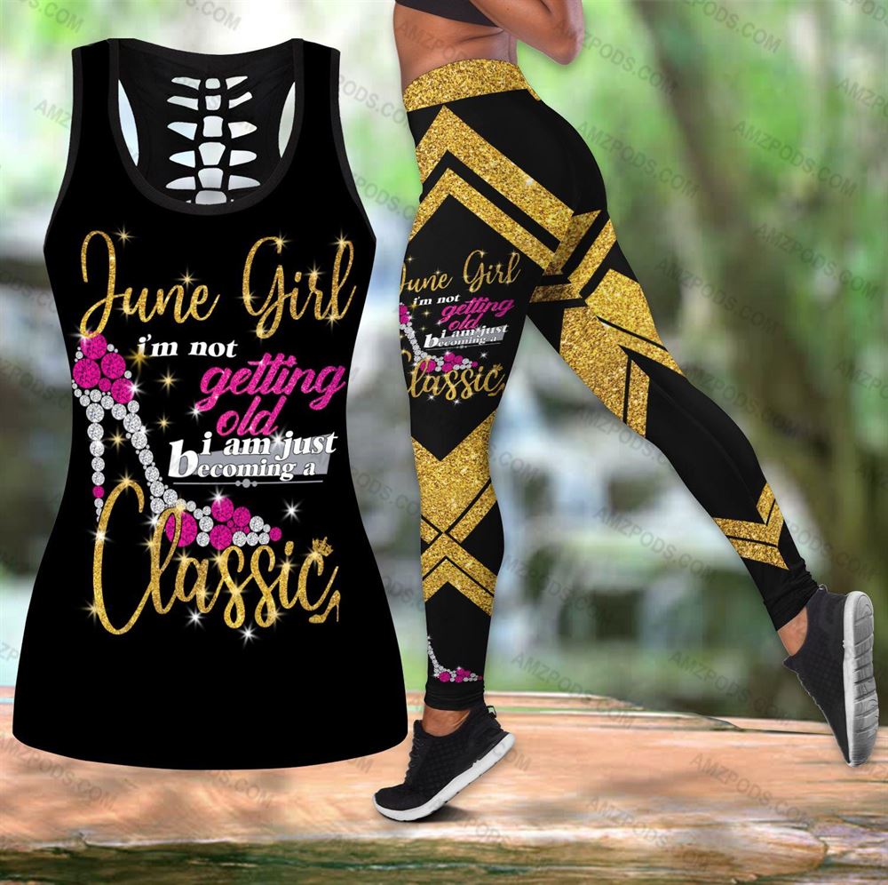 June Birthday Girl Combo June Outfit Hollow Tanktop Legging Personalized Set V06