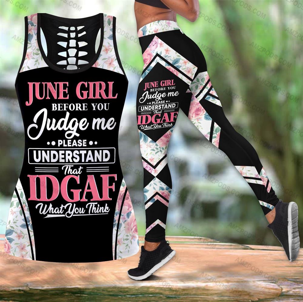 June Birthday Girl Combo June Outfit Hollow Tanktop Legging Personalized Set V08
