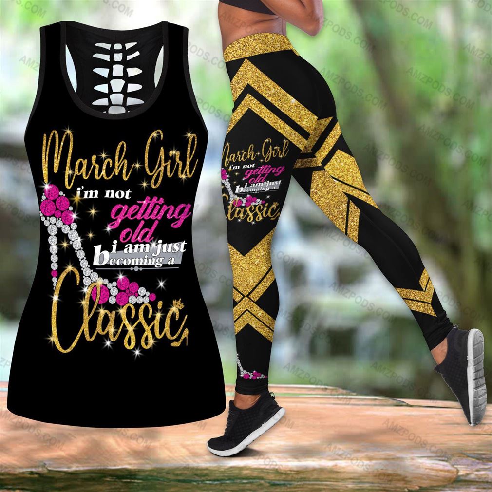 March Birthday Girl Combo Outfit Hollow Tanktop Legging Set V06