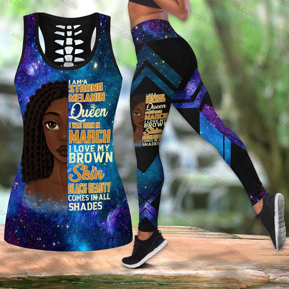 March Birthday Girl Combo Outfit Hollow Tanktop Legging Set V11