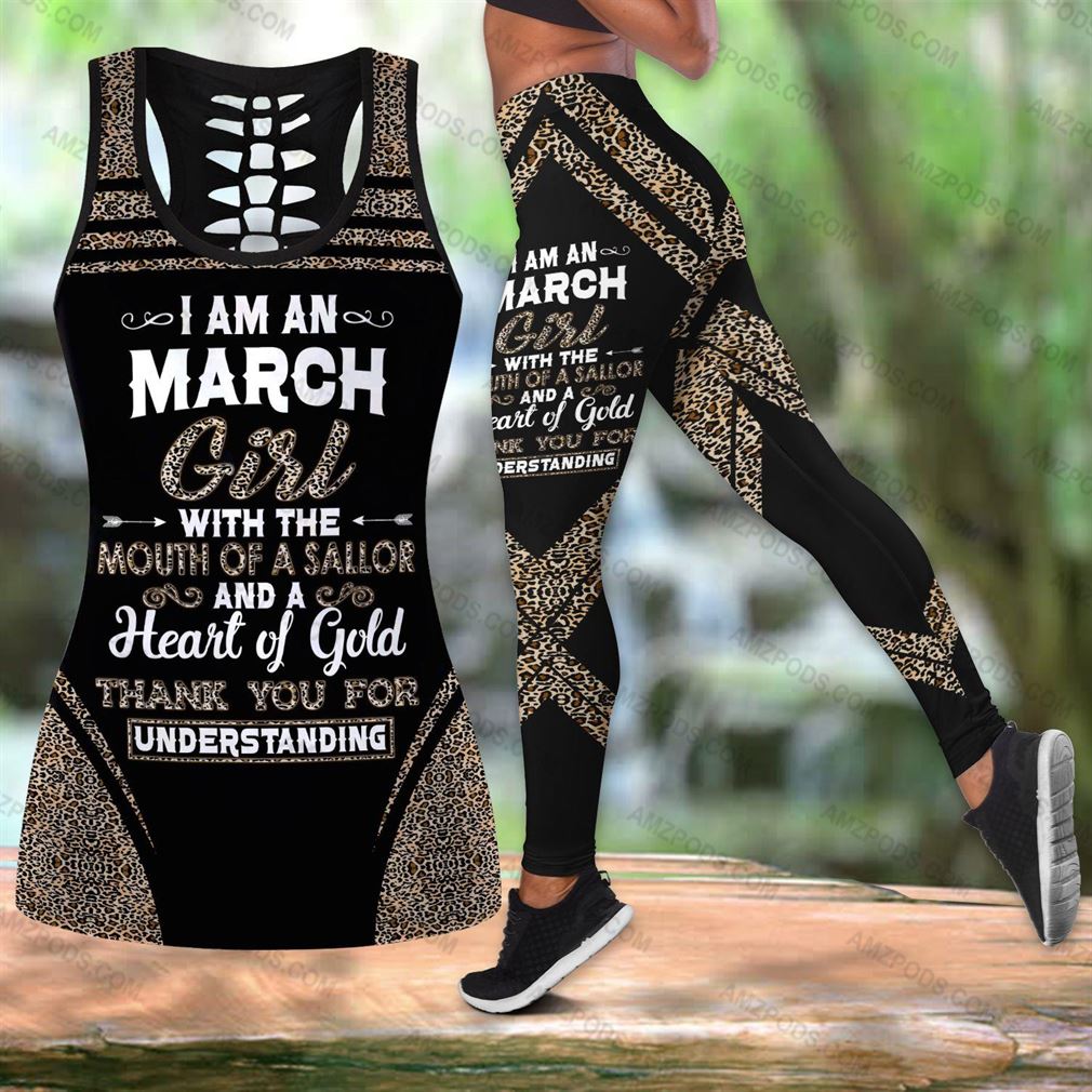 March Birthday Girl Combo Outfit Hollow Tanktop Legging Set V16