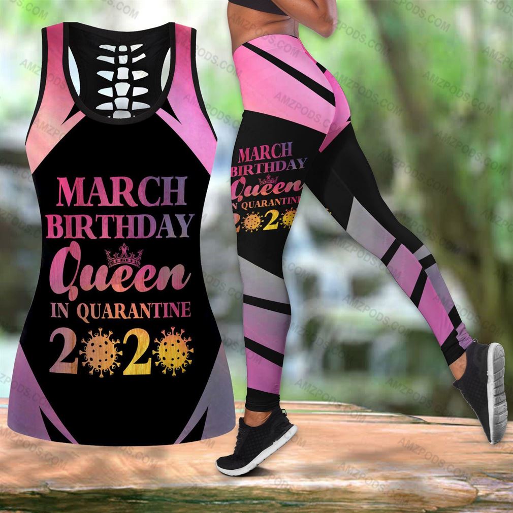 March Birthday Girl Combo Outfit Hollow Tanktop Legging Set V18