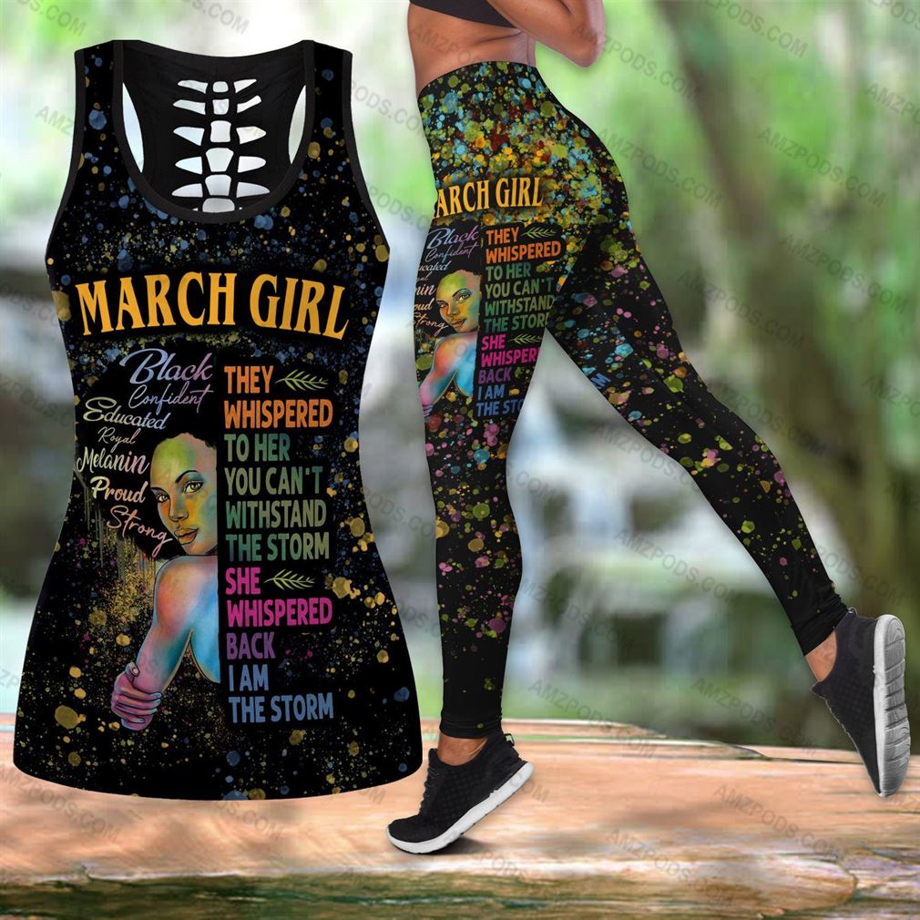 March Birthday Girl Combo Outfit Hollow Tanktop Legging Set V25