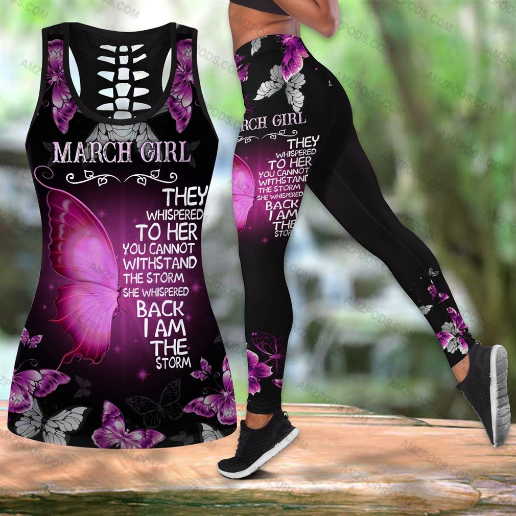 March Birthday Girl Combo Outfit Hollow Tanktop Legging Set V36