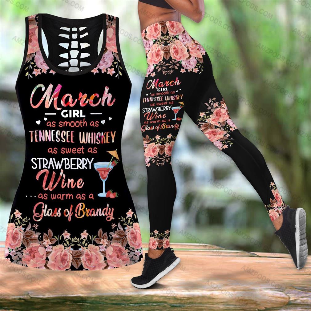March Birthday Girl Combo Outfit Hollow Tanktop Legging Set V40