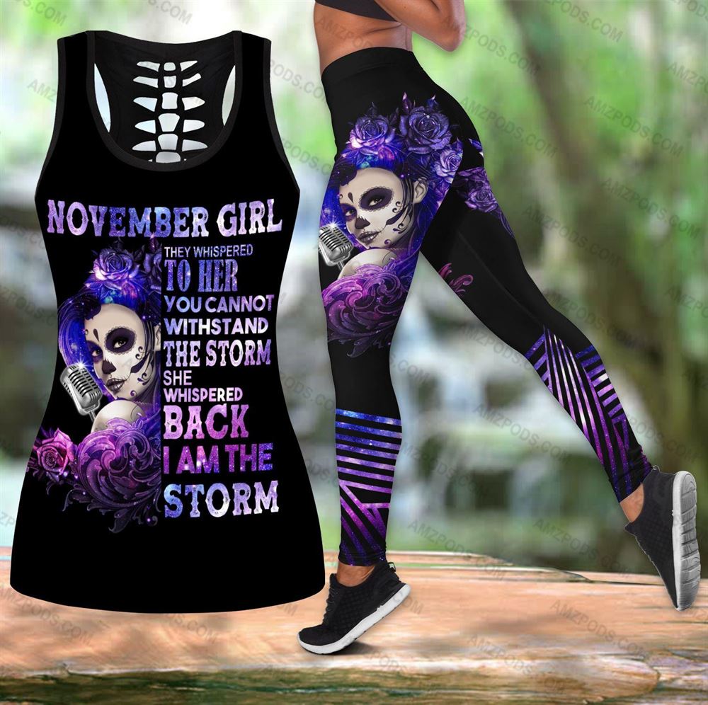 November Birthday Girl Combo November Outfit Hollow Tanktop Legging Personalized Set V02