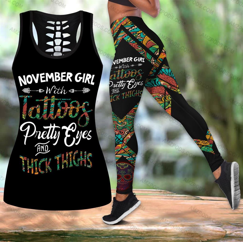 November Birthday Girl Combo November Outfit Hollow Tanktop Legging Personalized Set V04