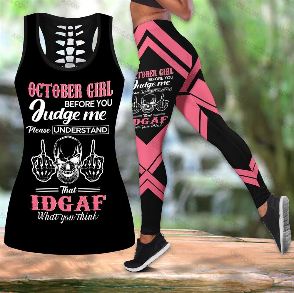 October Birthday Girl Combo October Outfit Hollow Tanktop Legging Personalized Set V010