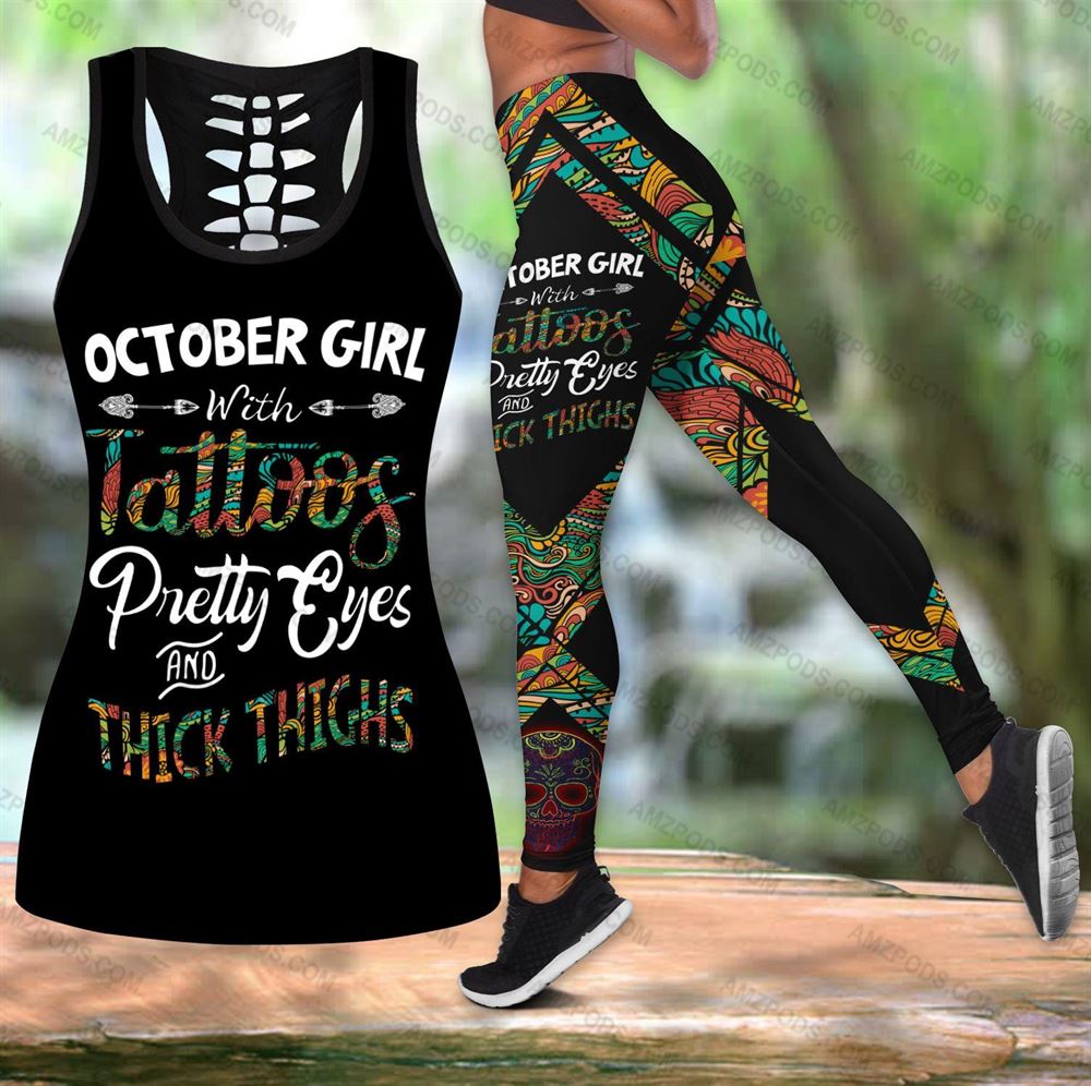 October Birthday Girl Combo October Outfit Hollow Tanktop Legging Personalized Set V04