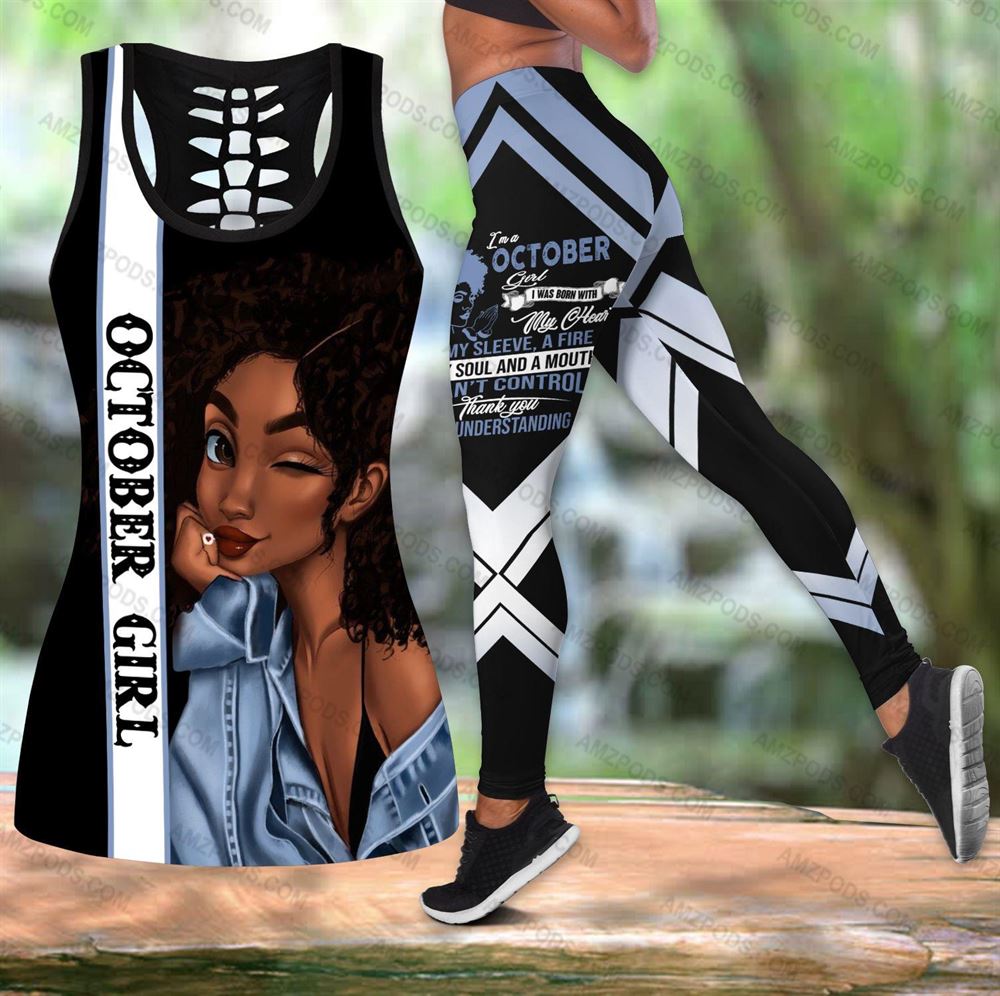 October Birthday Girl Combo October Outfit Hollow Tanktop Legging Personalized Set V067