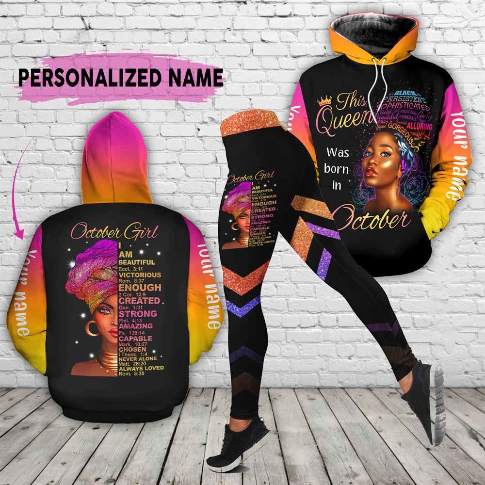 October Birthday Girl Combo October Outfit Personalized Hoodie Legging Set V015