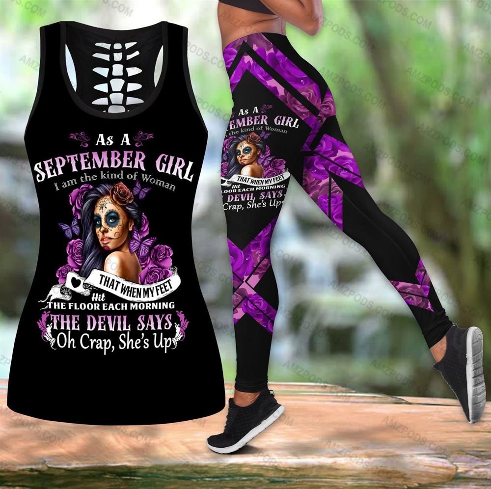 September Birthday Girl Combo September Outfit Hollow Tanktop Legging Personalized Set V011