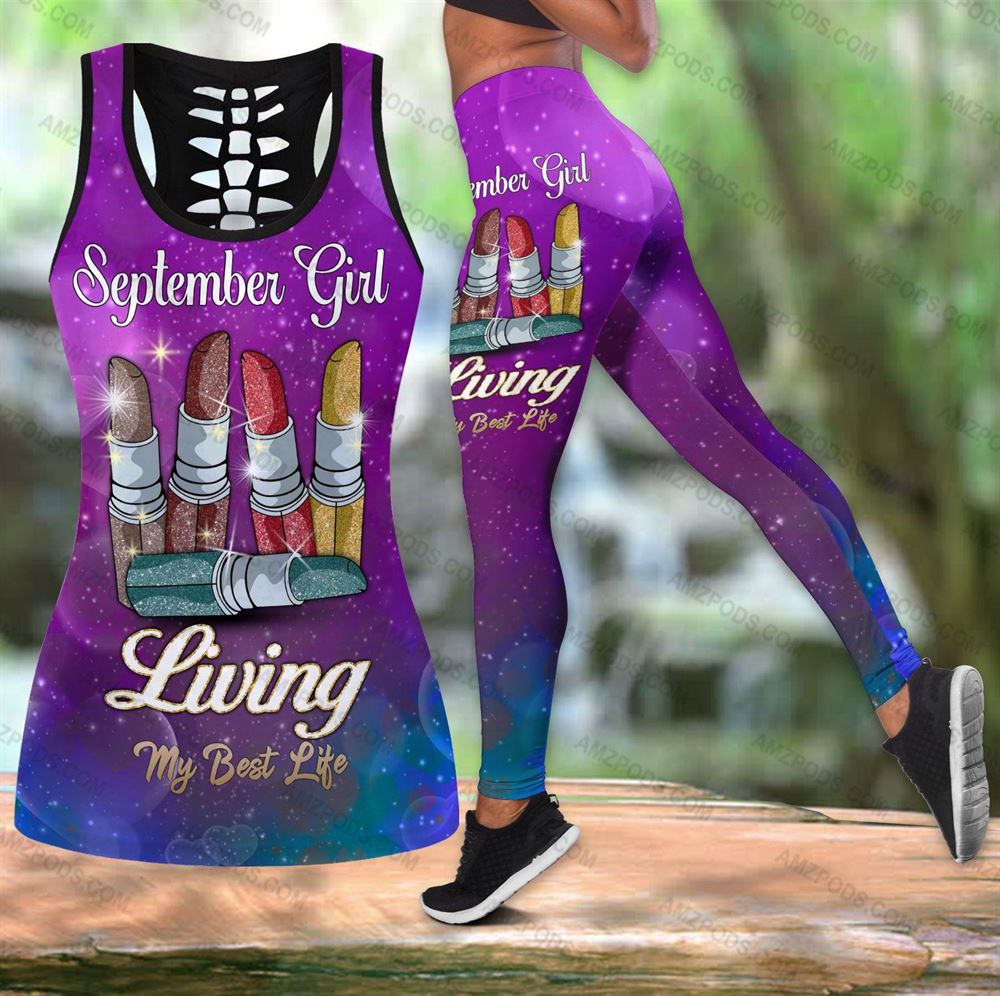 September Birthday Girl Combo September Outfit Hollow Tanktop Legging Personalized Set V022