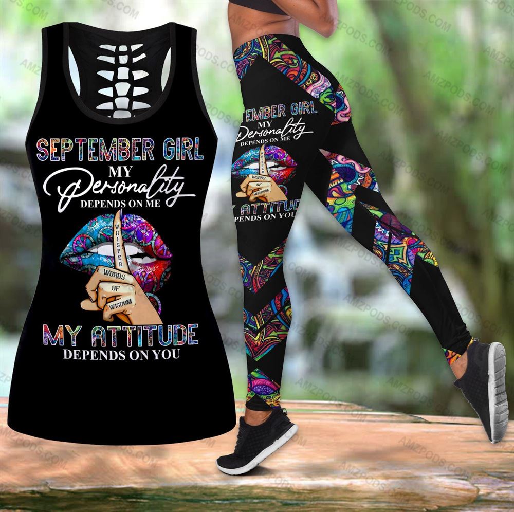September Birthday Girl Combo September Outfit Hollow Tanktop Legging Personalized Set V024