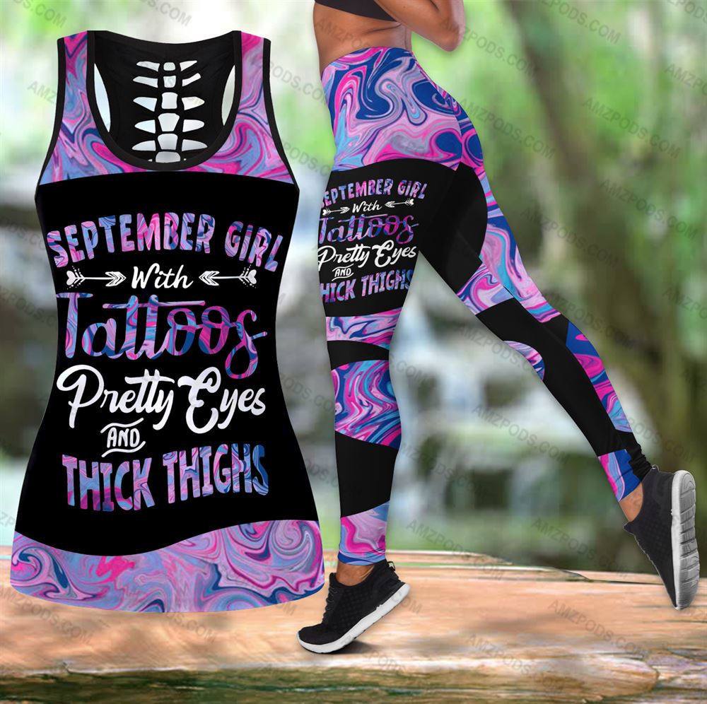 September Birthday Girl Combo September Outfit Hollow Tanktop Legging Personalized Set V028