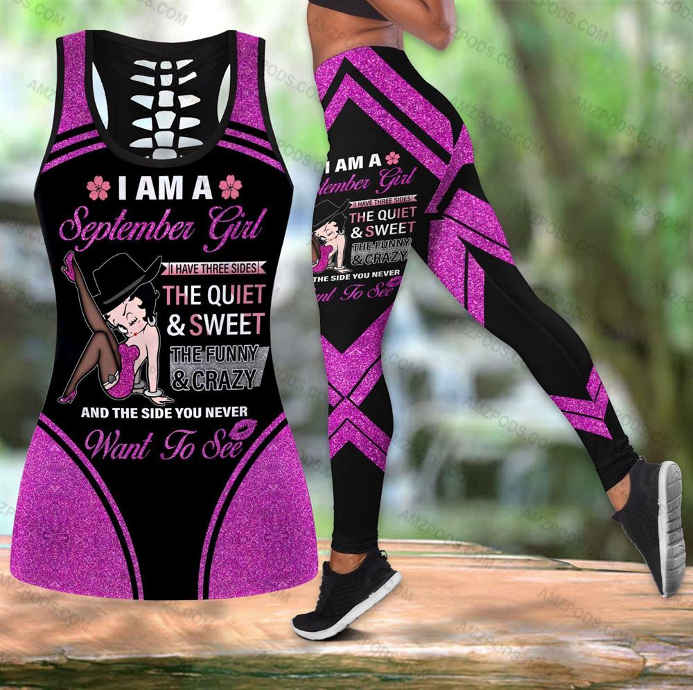 September Birthday Girl Combo September Outfit Hollow Tanktop Legging Personalized Set V029