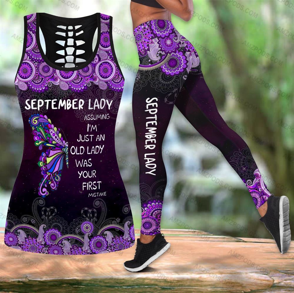 September Birthday Girl Combo September Outfit Hollow Tanktop Legging Personalized Set V048