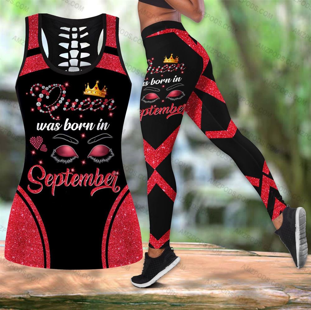 September Birthday Girl Combo September Outfit Hollow Tanktop Legging Personalized Set V054