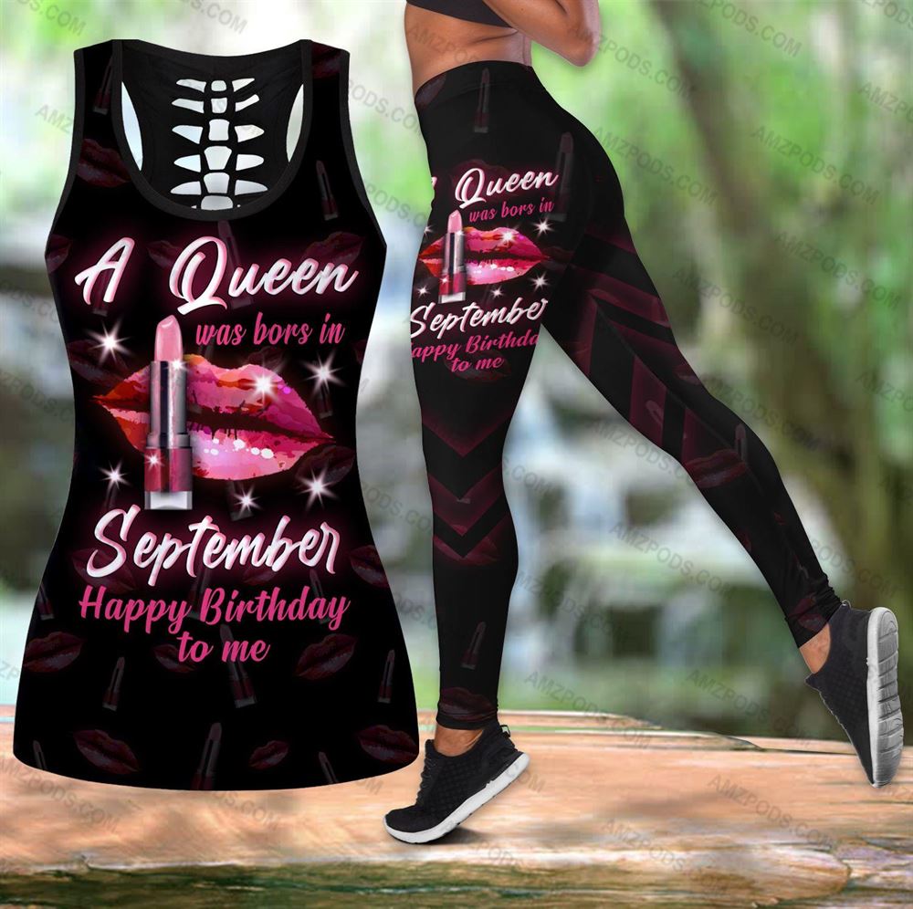 September Birthday Girl Combo September Outfit Hollow Tanktop Legging Personalized Set V056
