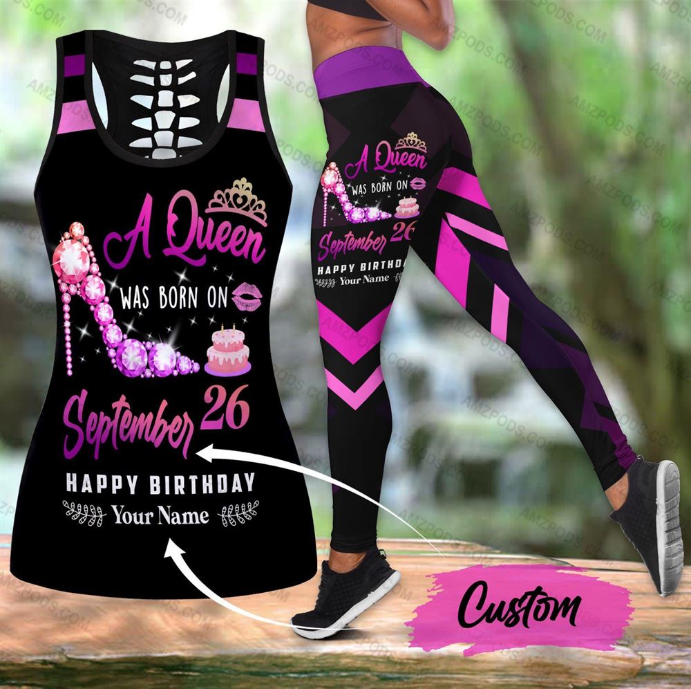 September Birthday Girl Combo September Outfit Hollow Tanktop Legging Personalized Set V057