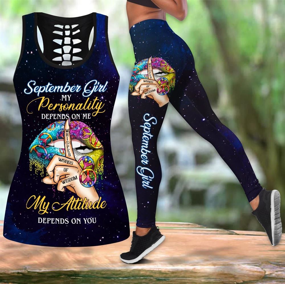 September Birthday Girl Combo September Outfit Hollow Tanktop Legging Personalized Set V063