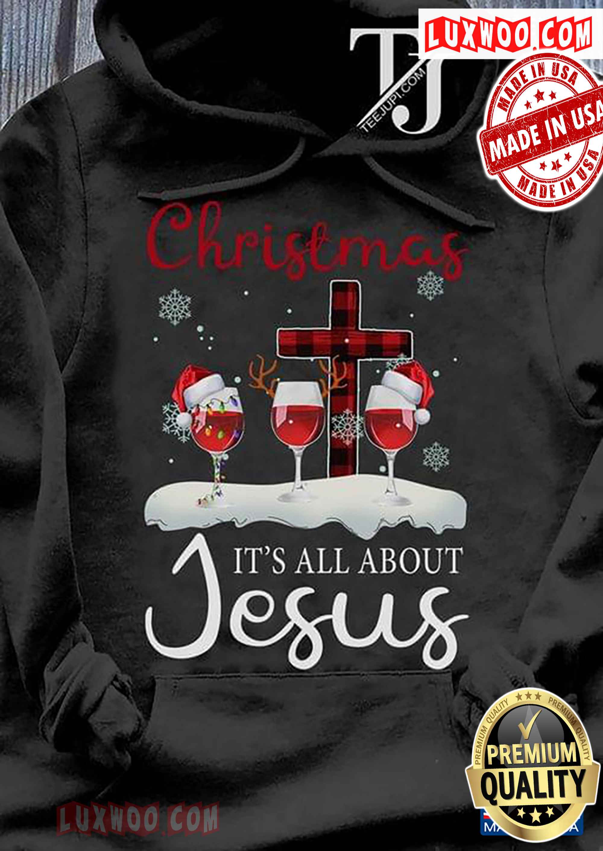 Christmas Cross Wine Its All About Jesus