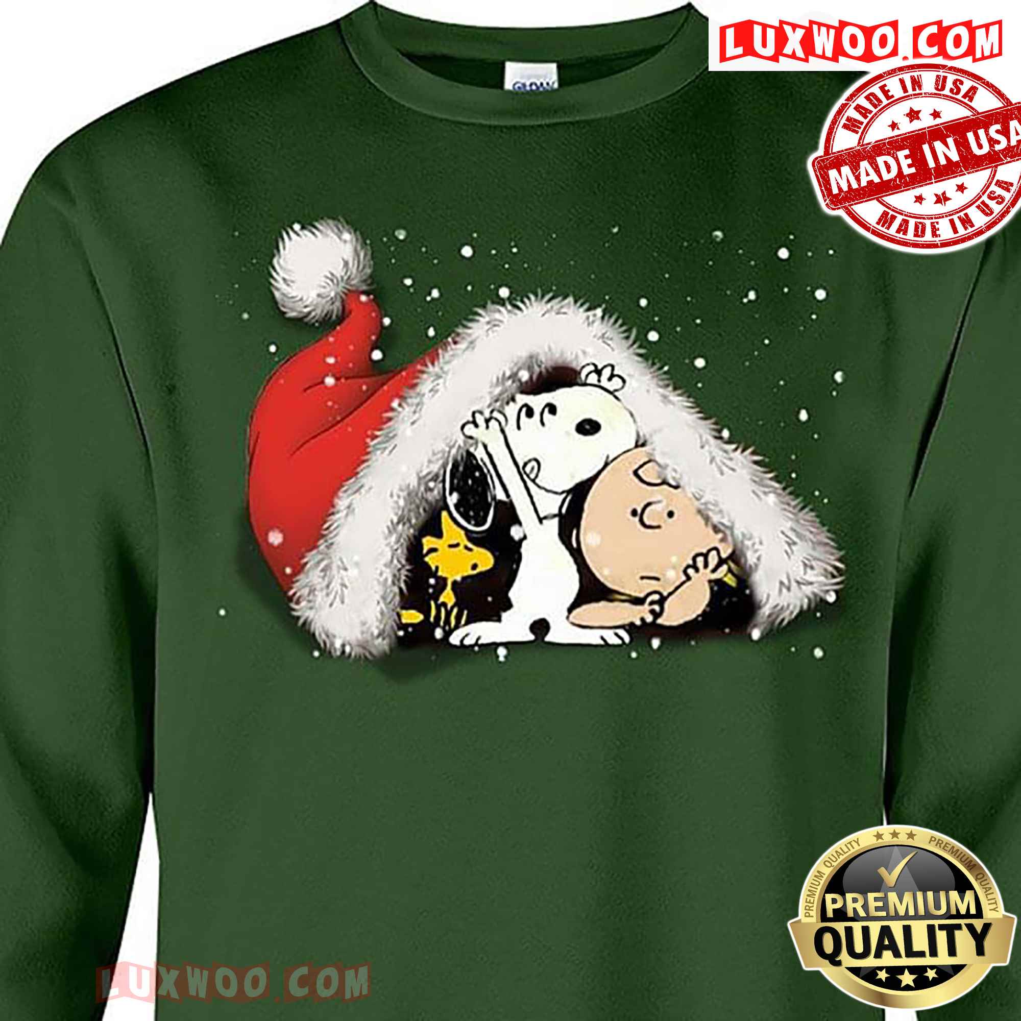 Peanuts Charlie Brown Snoopy And Woodstock In Santa Hat Christmas