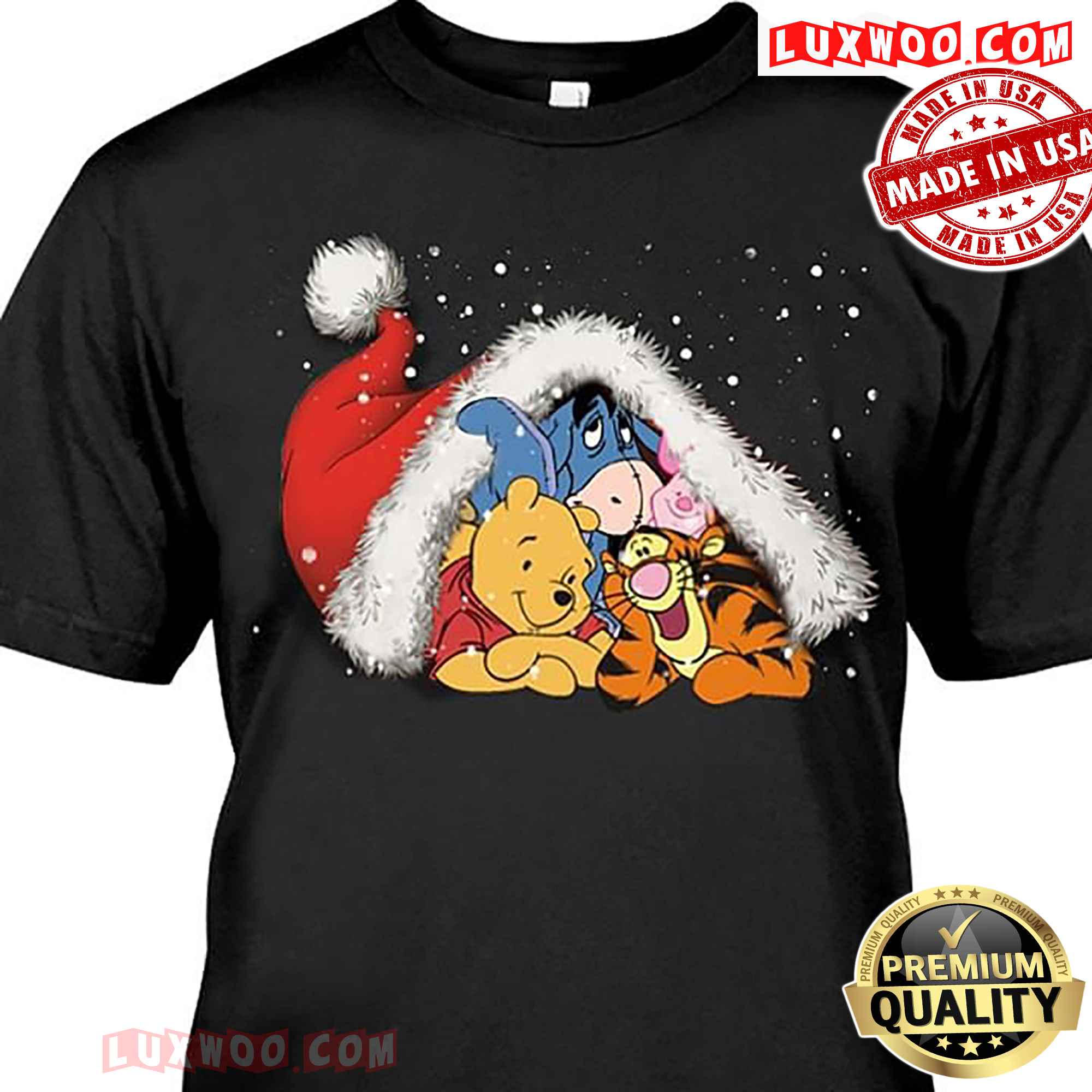Pooh And Friends In Santa Hat Christmas