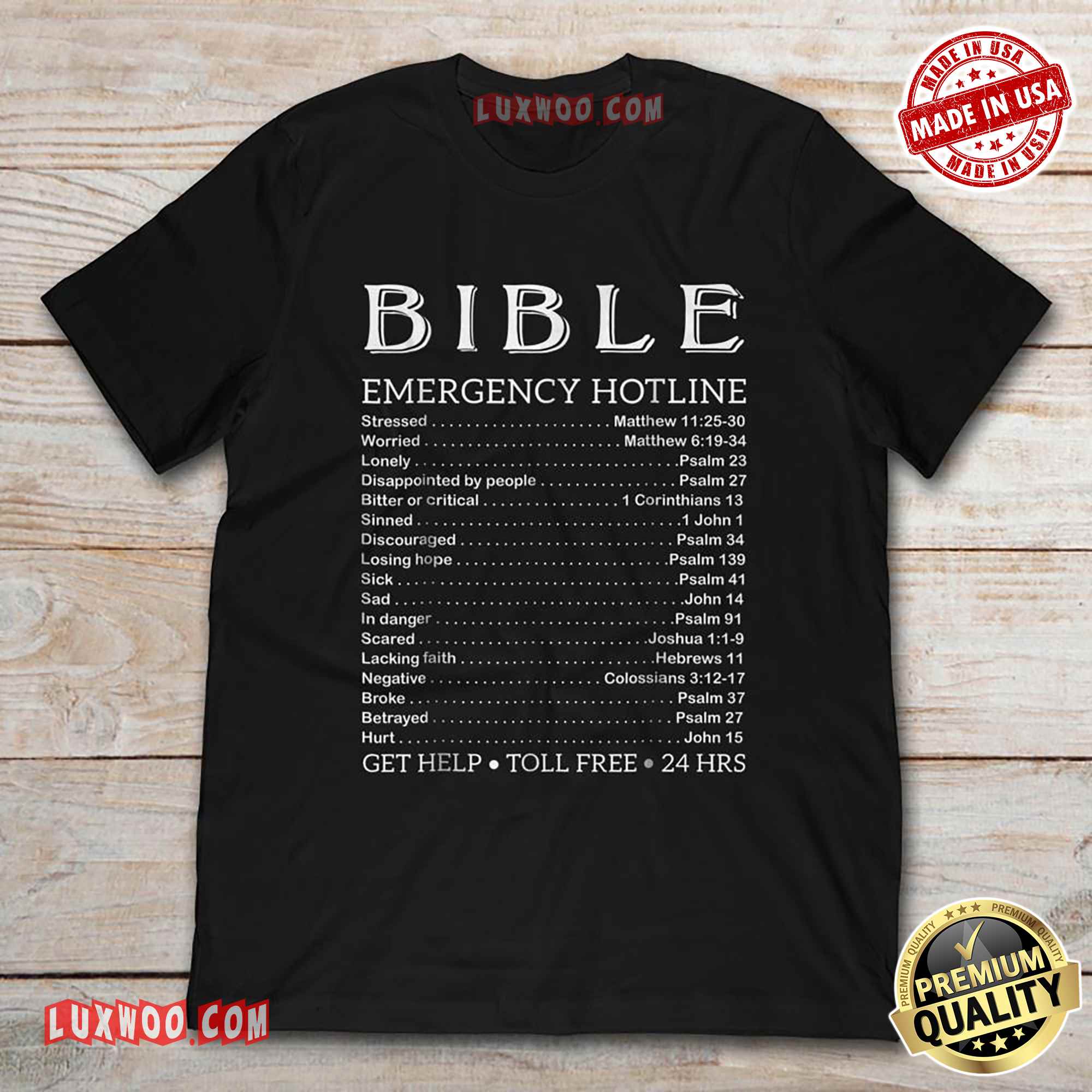 Bible Emergency Hotline Religious Christian Tee Shirt