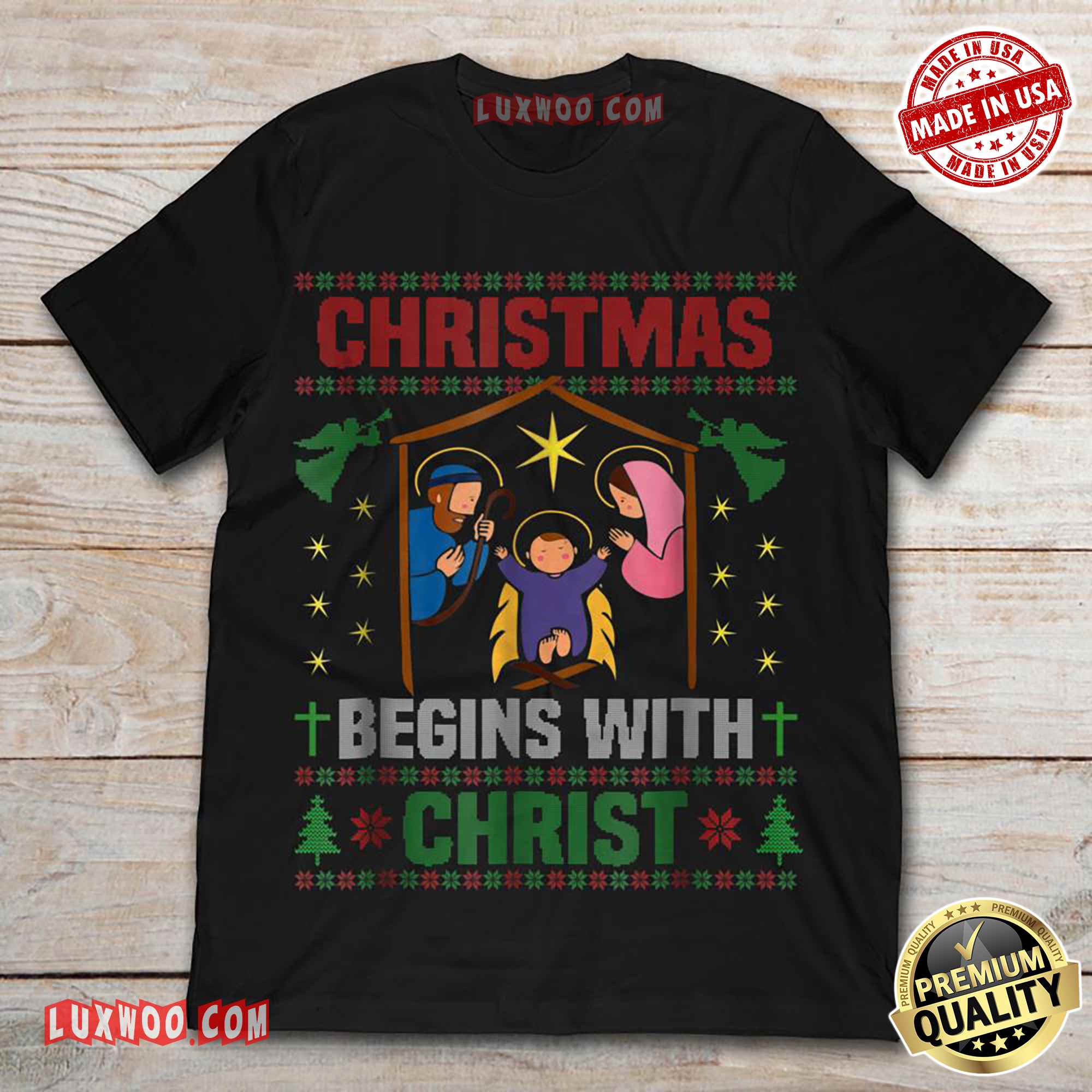 Christmas Begins With Christ Christian Holiday Jesus Shirt