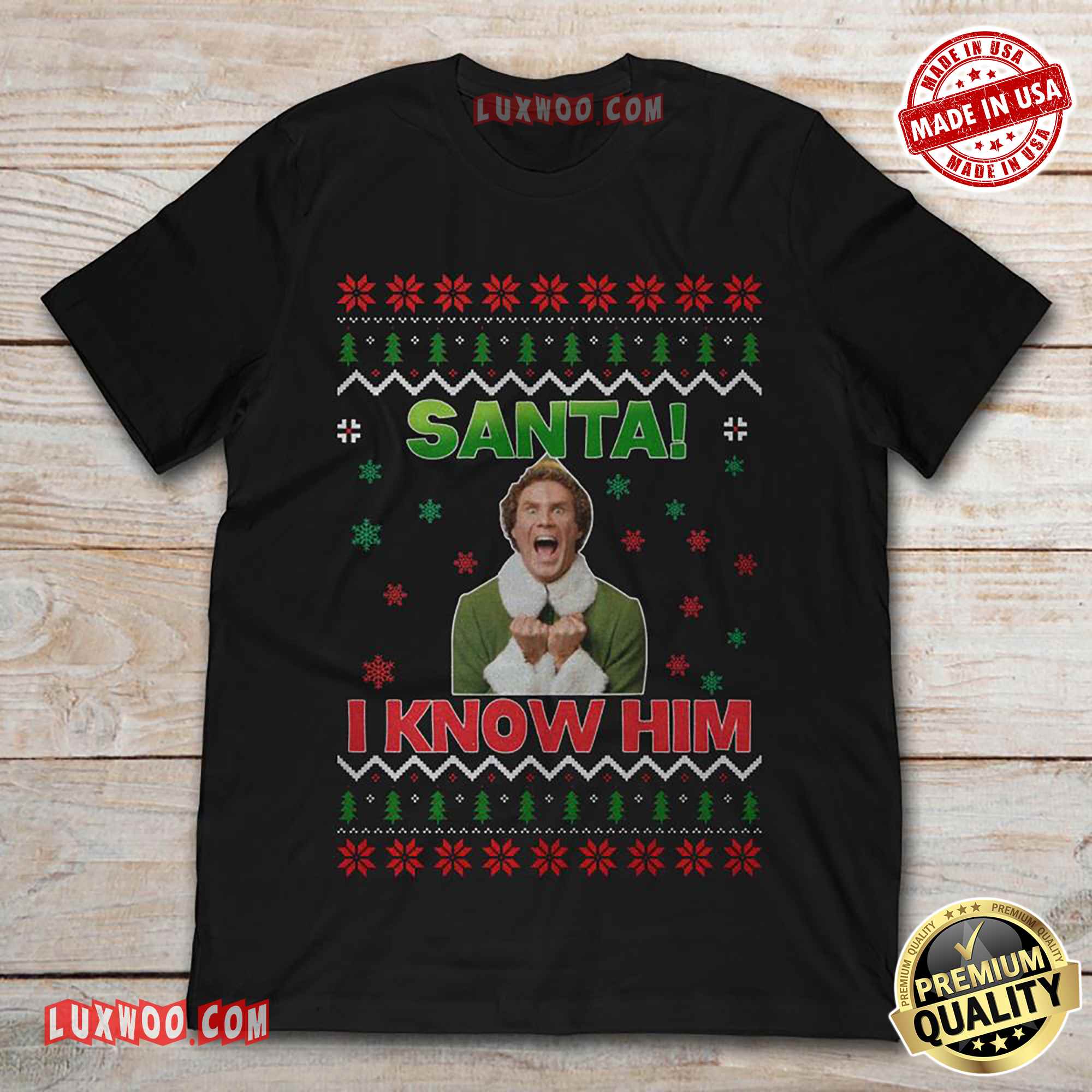 Christmas Buddy The Elf Santa I Know Him Tee Shirt