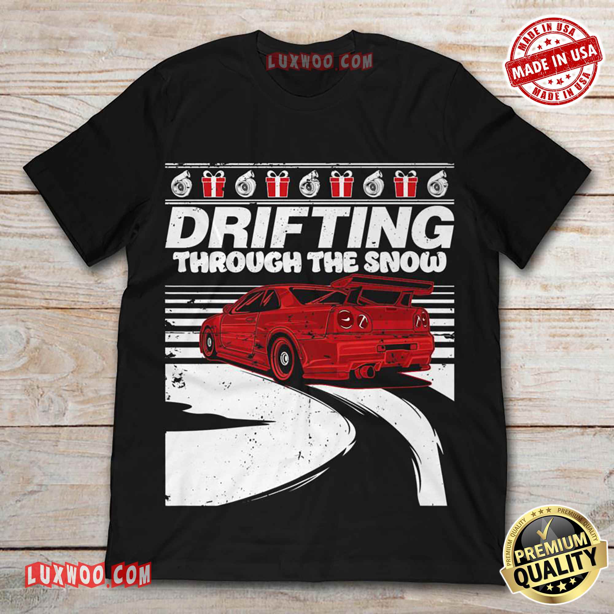 Drifting Through The Snow Car Racing Tee Shirt