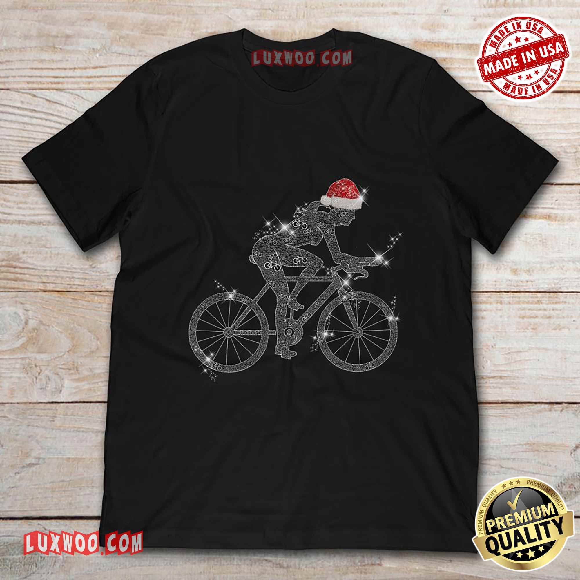 Funny Girl Christmas Riding Road Bike Tshirt