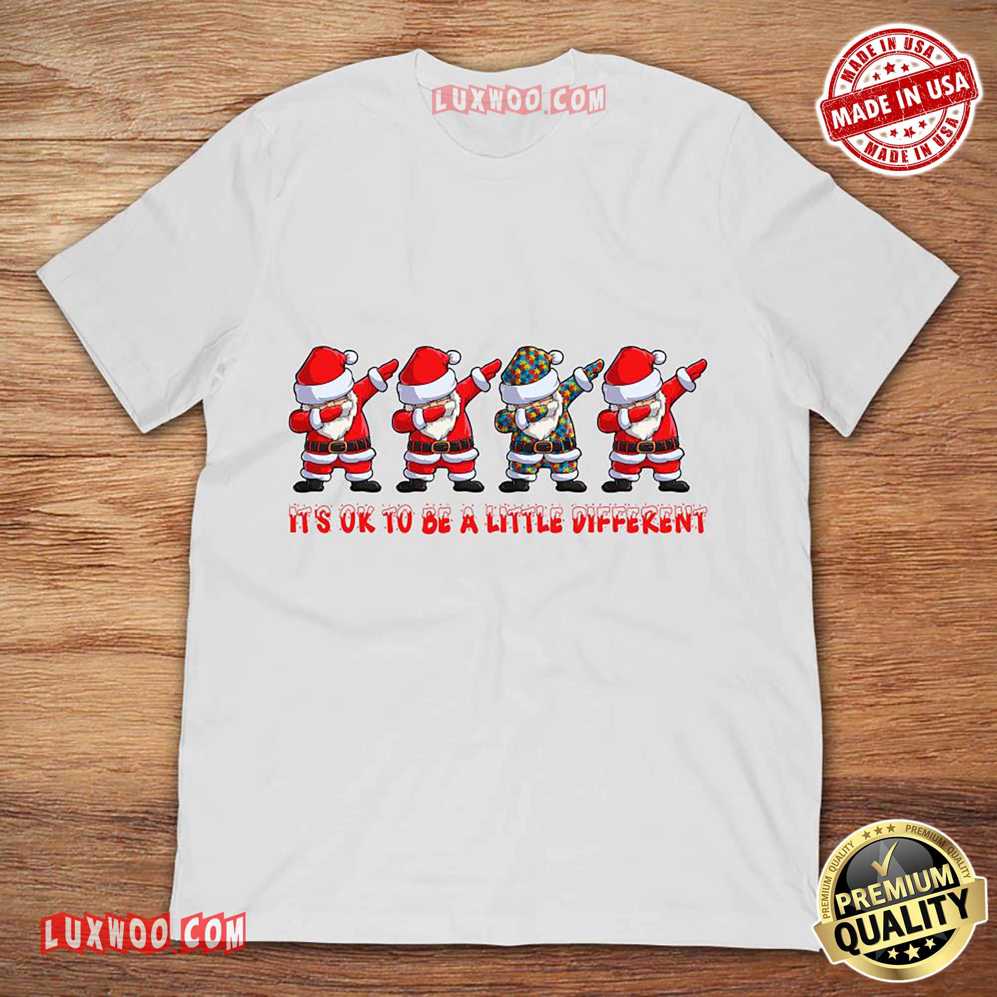 Funny Santa Clauses Its Ok To Be A Little Different Autism Awareness Christmas Tshirt