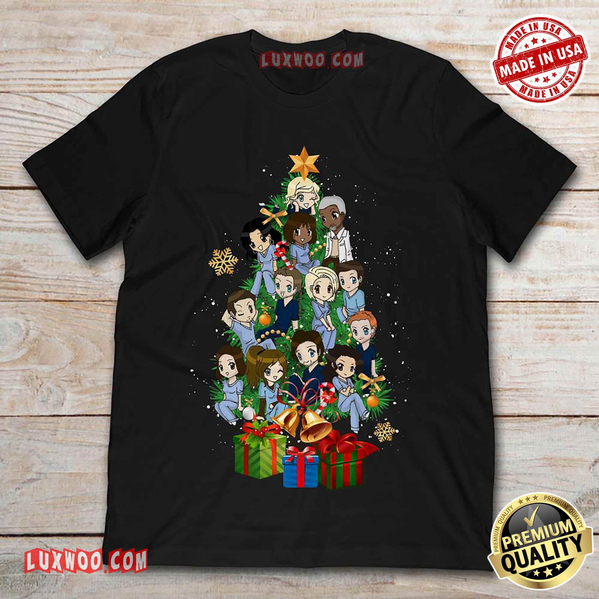 Greys Anatomy Christmas Tree Tee Shirt