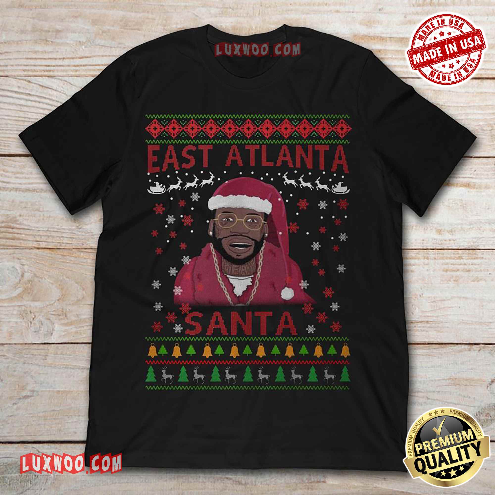 Gucci Mane East Atlanta Santa Christmas Tee Shirt