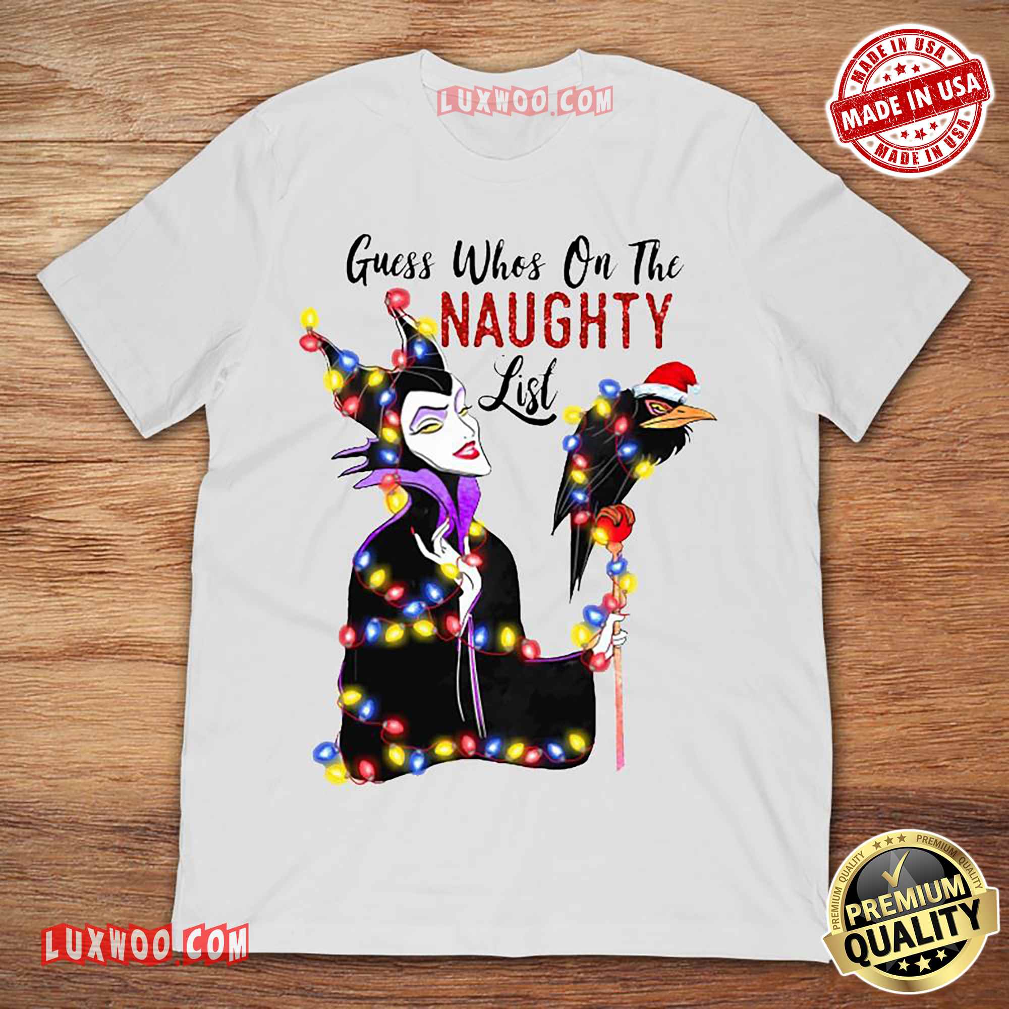 Guess Whos On The Naughty List Maleficent And Crow Tee Shirt