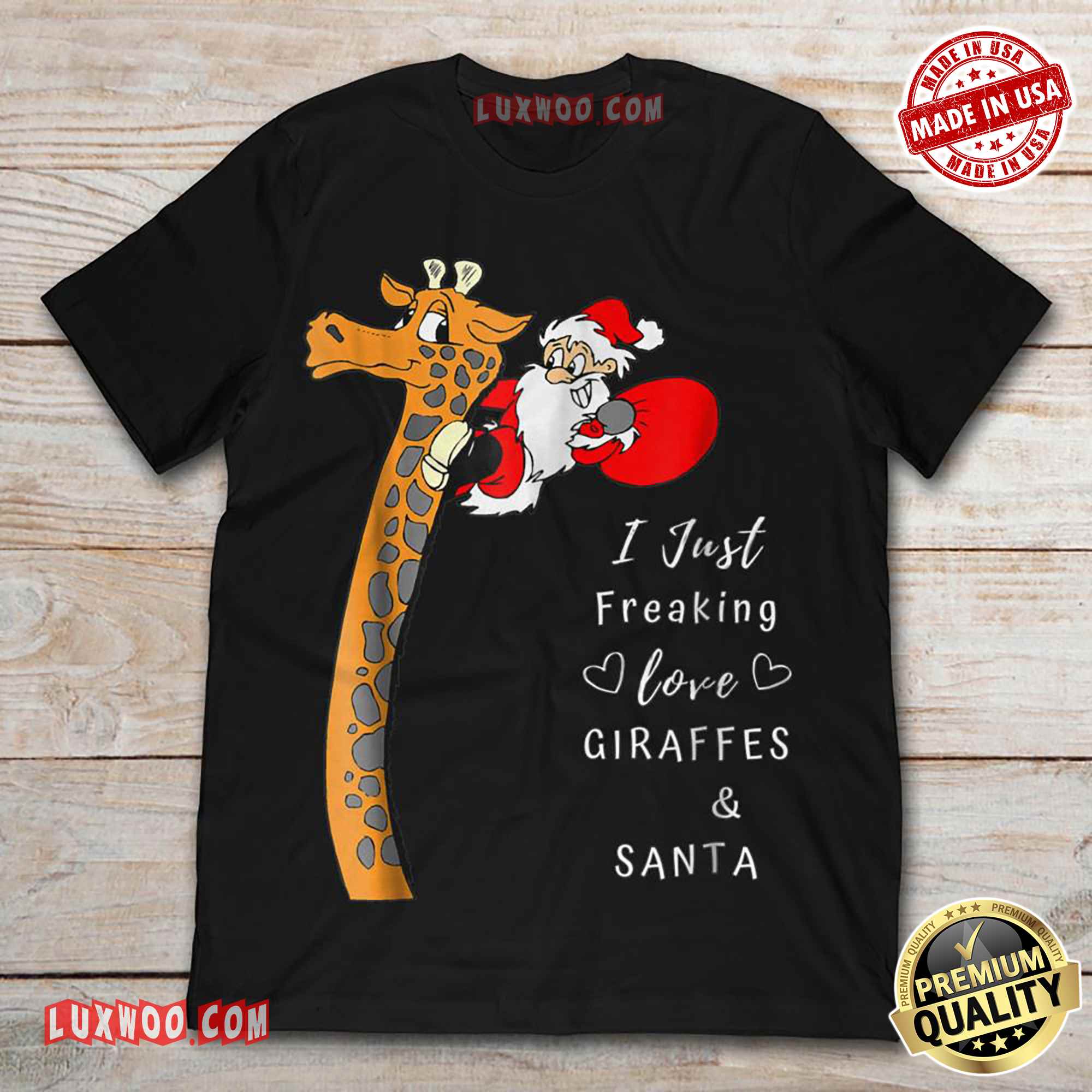 I Just Freaking Love Giraffes And Santa Tshirt