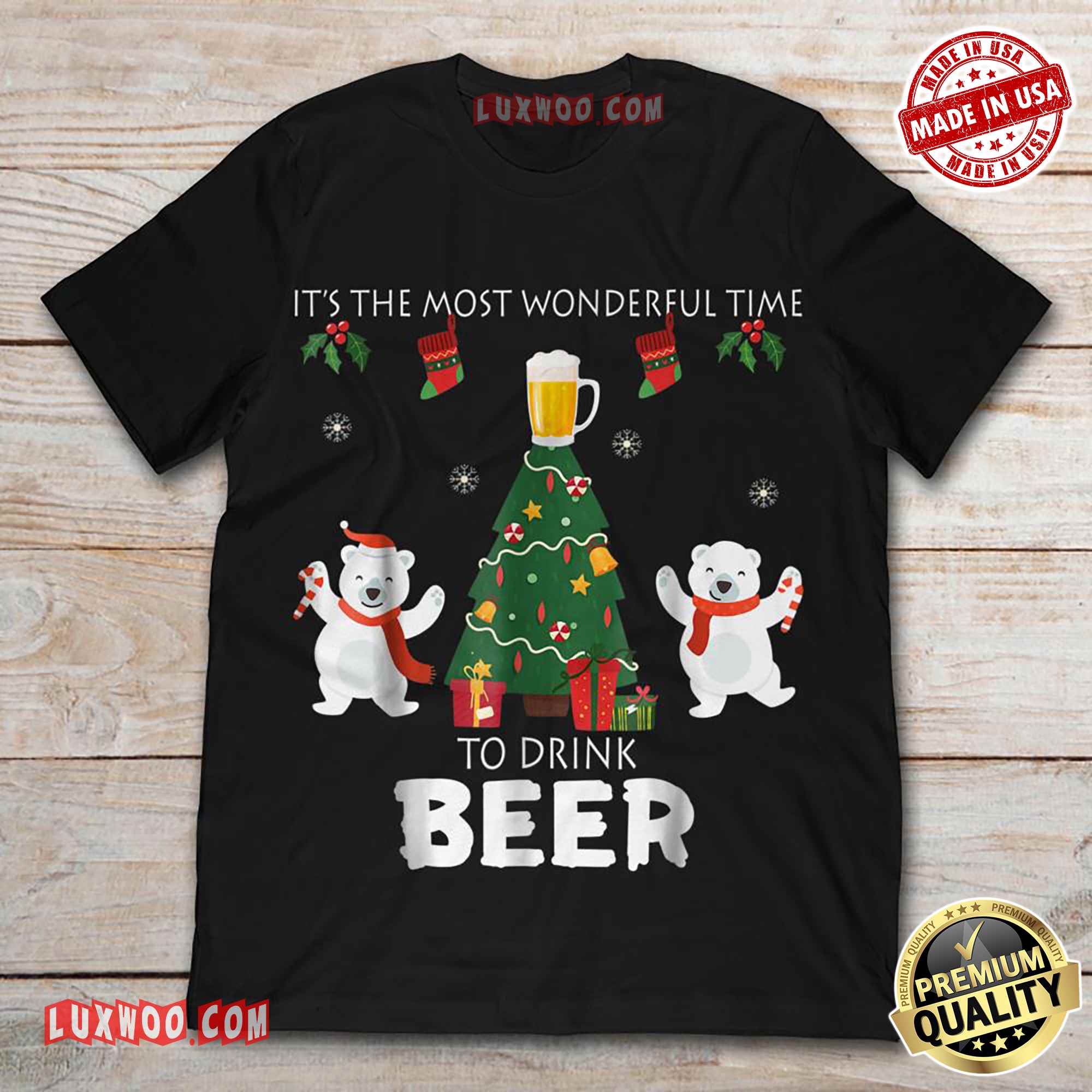 Its The Most Wonderful Time To Drink Beer Funny Christmas Tshirt