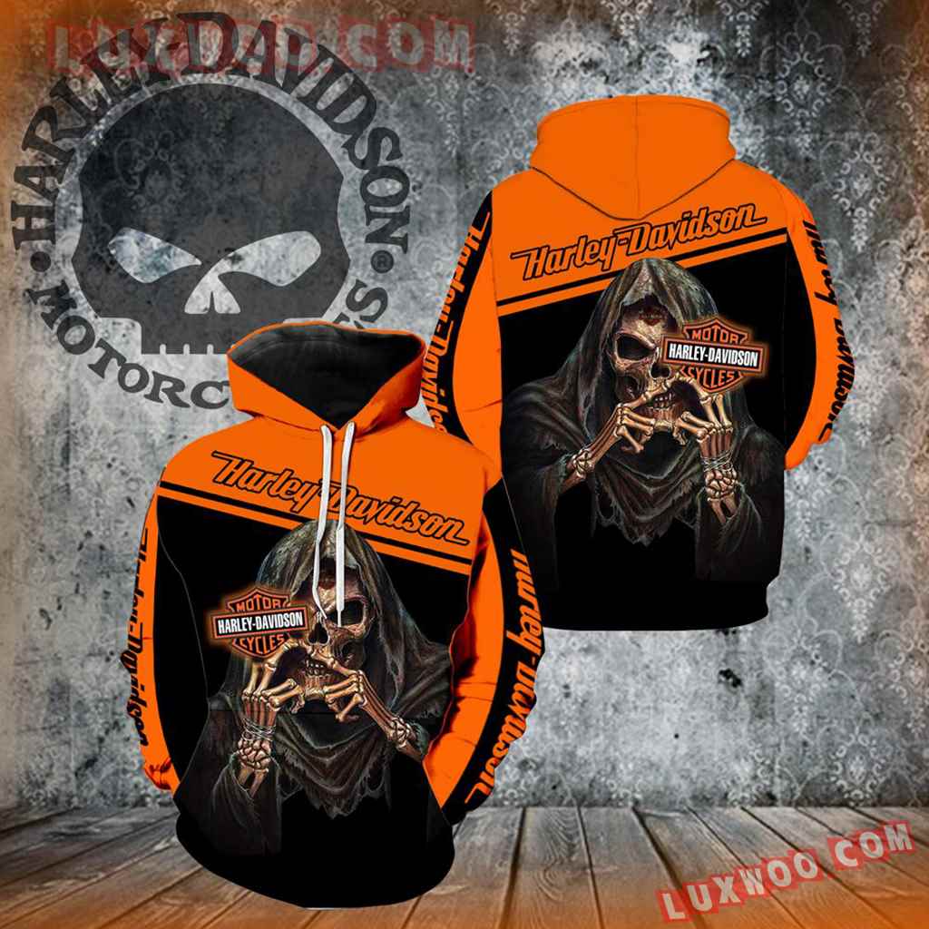 Harley Davidson Motorcycle Skull 3d Hoodies Printed Zip Hoodies V35