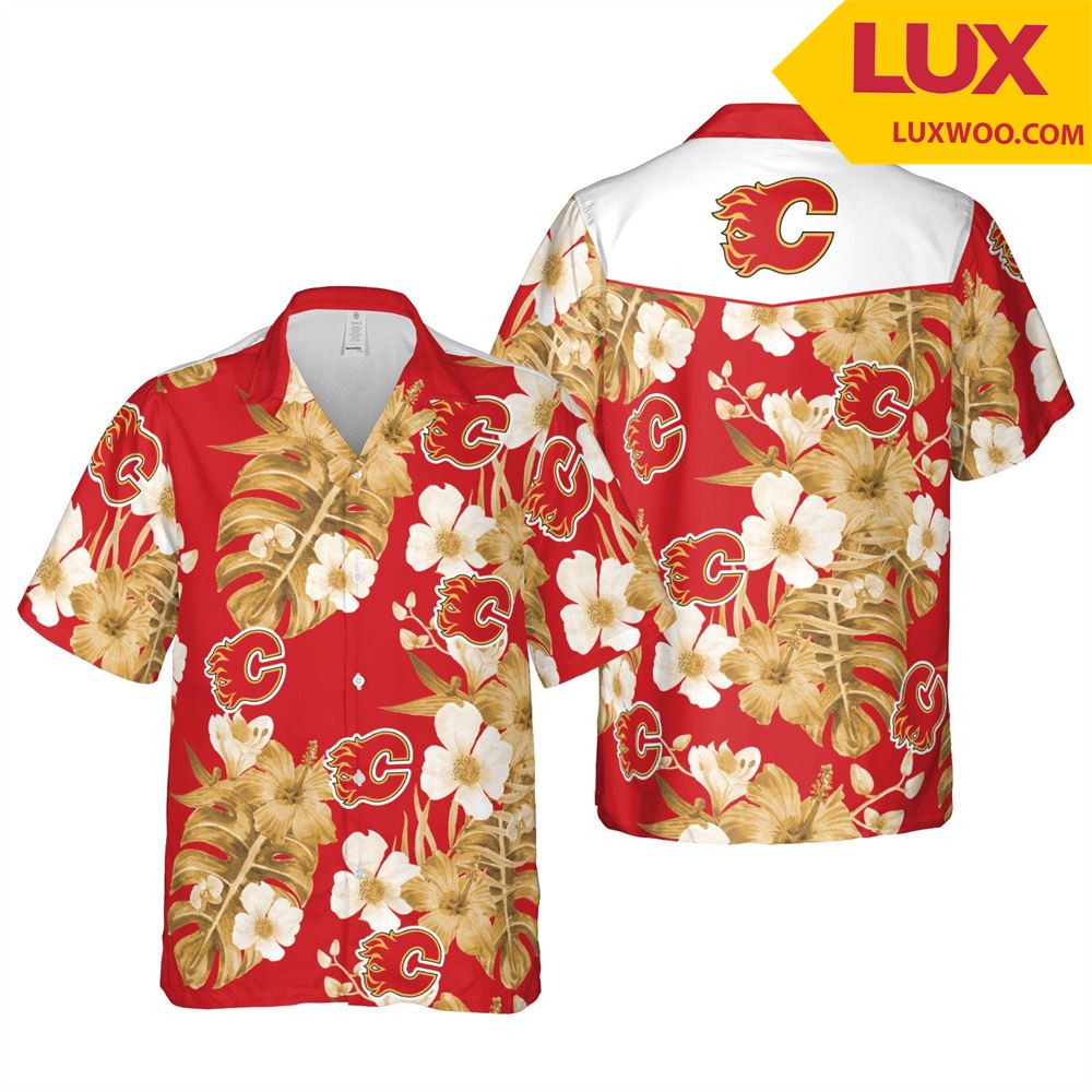 Calgary-flames Nhl Calgary Hawaii Floral Ice Hockey Unisex Shirt Tha052537