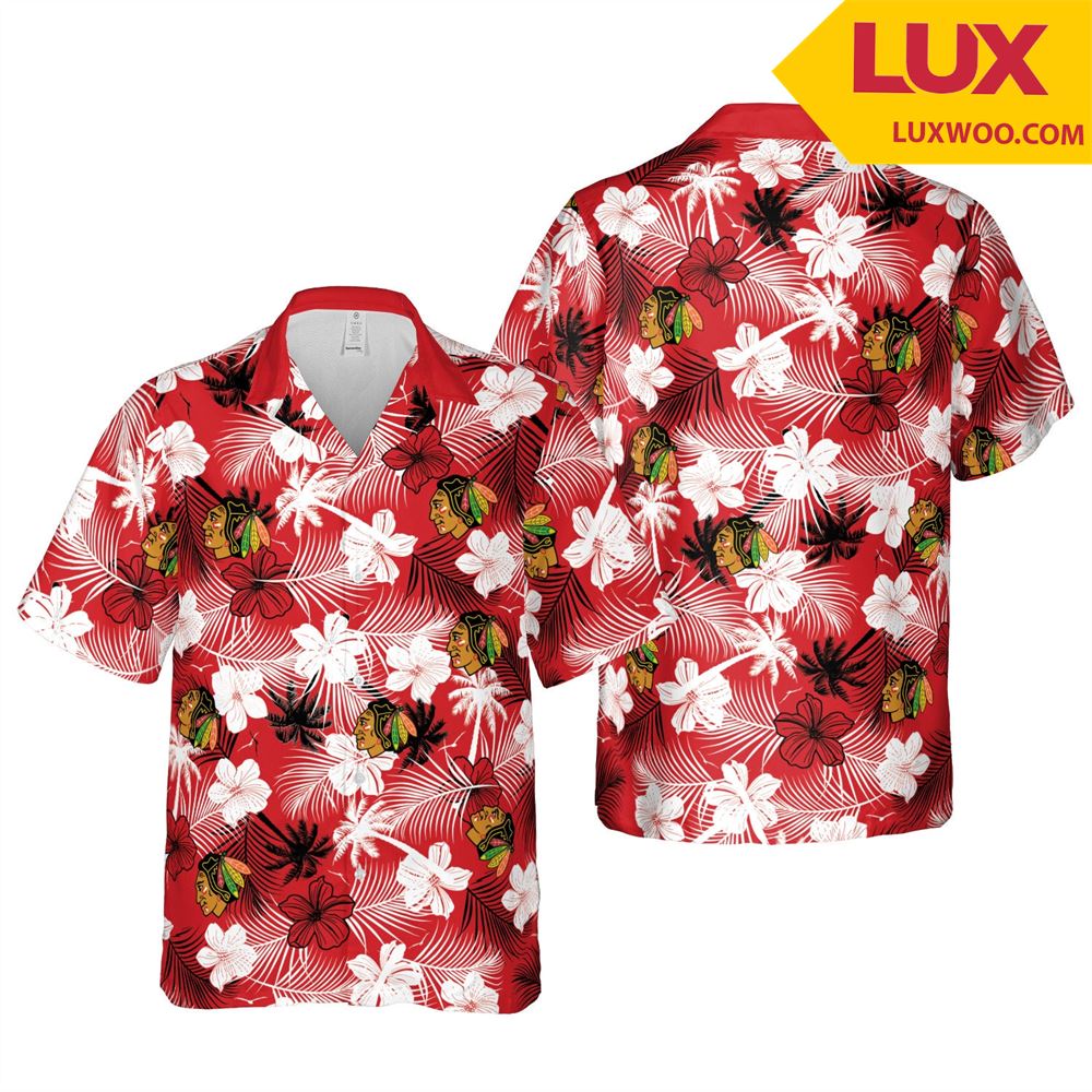 Chicago-blackhawks Nhl Chicago Hawaii Floral Ice Hockey Unisex Shirt Tha053